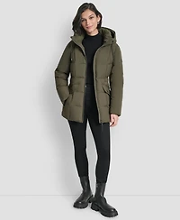 Dkny Women's Belted Hooded Puffer Coat
