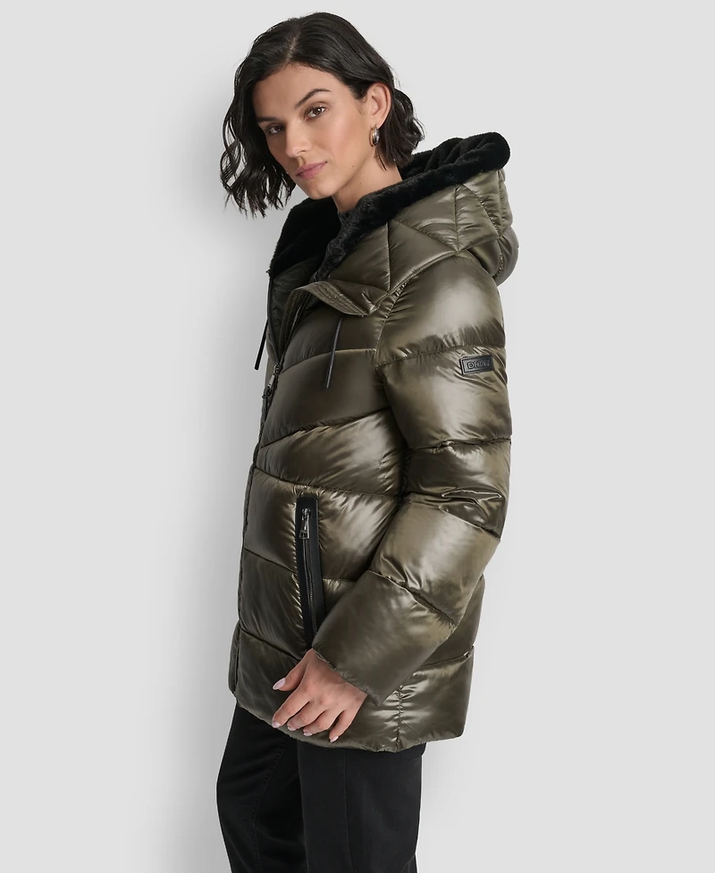 Dkny Women's Shine Hooded Puffer Coat