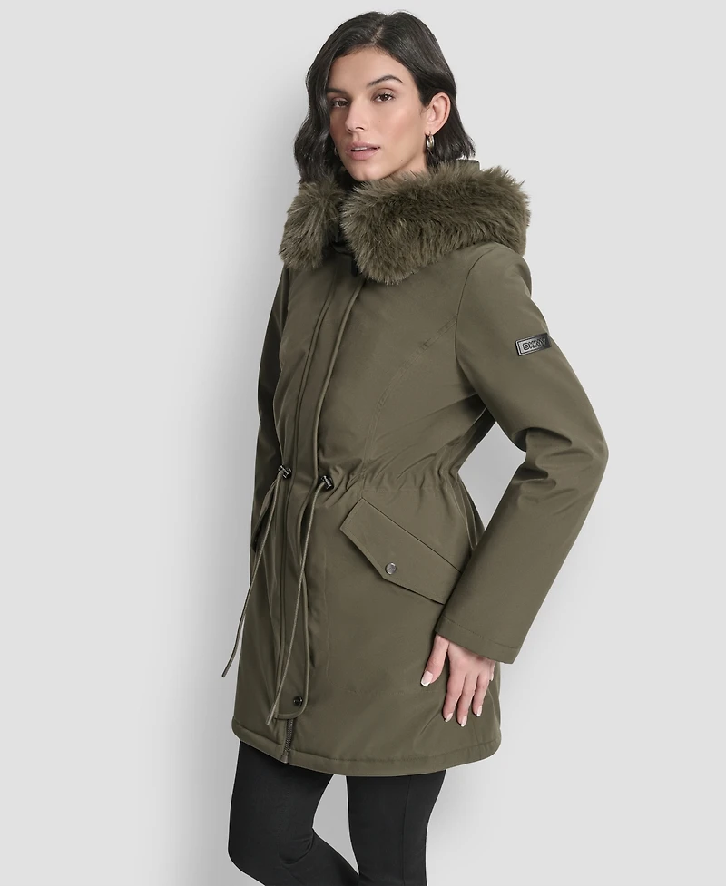 Dkny Women's Trim Hooded Anorak Puffer Coat
