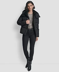 Dkny Women's Shirt Toggle Hooded Puffer Coat