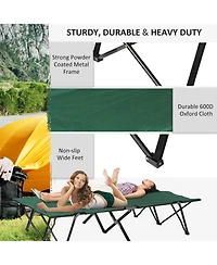Outsunny 2 Person Camping Cot for Adults w/ Bag, Hunting Fishing Trip Bed,