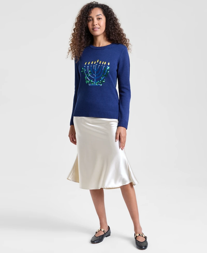 Holiday Lane Women's Menorah Graphic Sweater