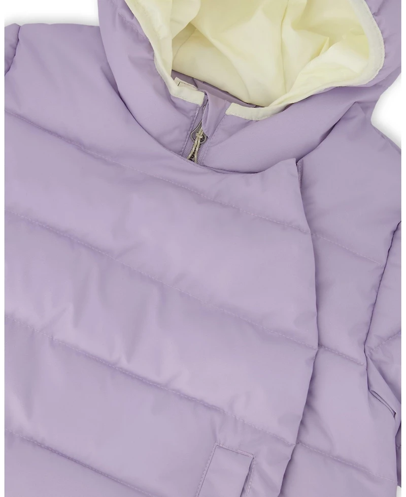 Deux par Little Girls Compressible Winter Puffy Coat Designed for Car Seat Purple Gray - Toddler|Child