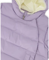 Deux par Little Girls Compressible Winter Puffy Coat Designed for Car Seat Purple Gray - Toddler|Child