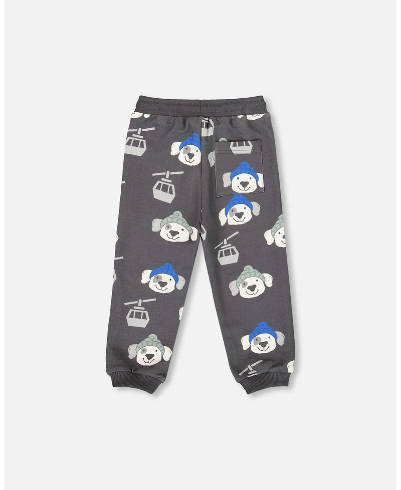 Deux par Boy Fleece Sweatpants Gray Dog Print - Child