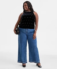 On 34th Trendy Plus Rhinestone-Embellished Velvet Top, Macy's Exclusive