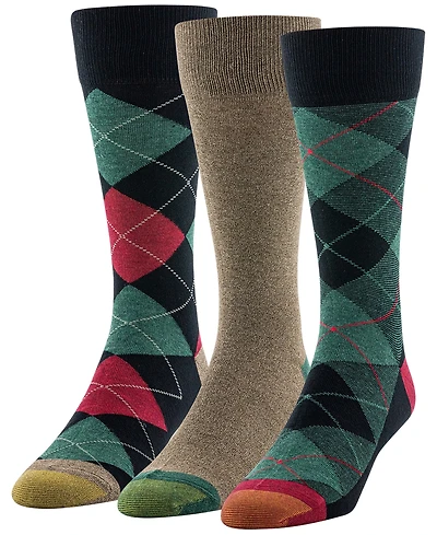 Gold Toe Men's 3-Pack Holiday Plaid Reinforced Toe Crew Socks
