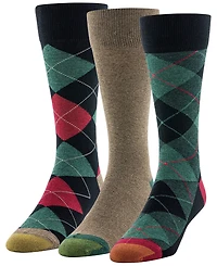 Gold Toe Men's 3-Pack Holiday Plaid Reinforced Toe Crew Socks