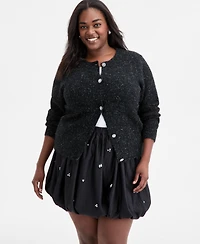 On 34th Trendy Plus Size Metallic Knit Jewel-Button Cardigan, Macy's Exclusive