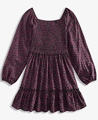 With Jules Big Girls Long-Sleeve Smocked-Bodice Dress