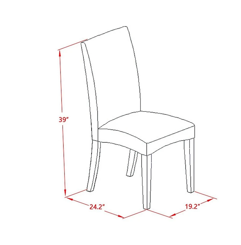 East West Furniture 5-Pc Dining Table Set- 4 Parson Dining Chairs with Black Linen Fabric Seat and Stylish Chair Back