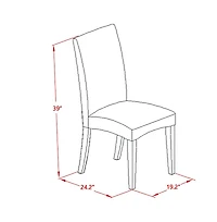 East West Furniture 5-Pc Dining Table Set- 4 Parson Dining Chairs with Black Linen Fabric Seat and Stylish Chair Back