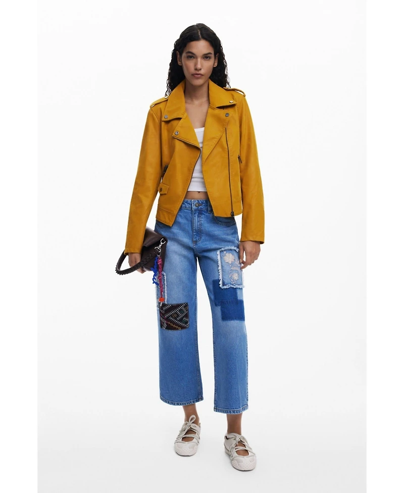 Desigual Women's Cropped jeans with patches