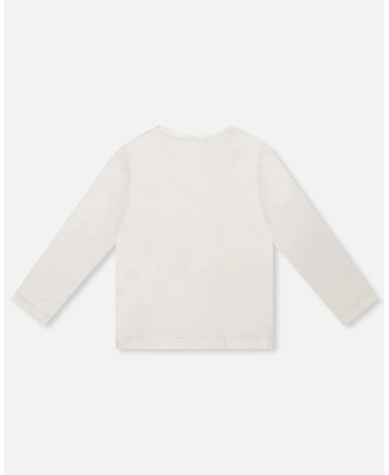 Deux par Toddler Girls Jersey T-Shirt Off-White with Teddy Bears - Toddler|Child