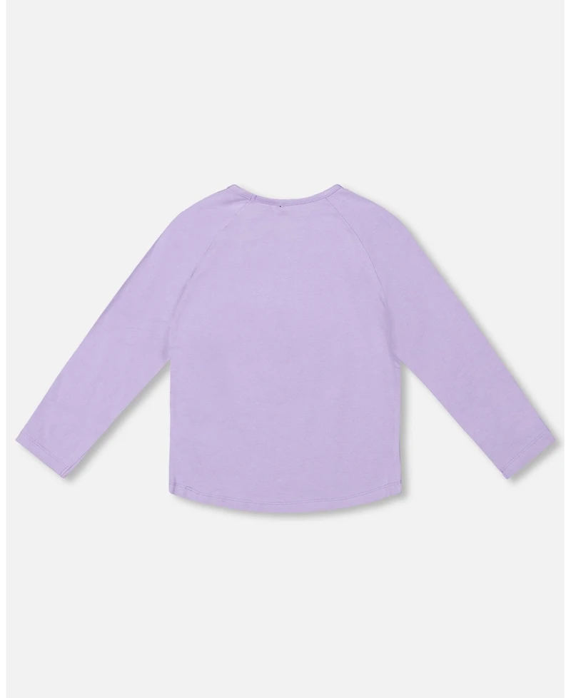 Deux par Girl Cotton Long Sleeve T-Shirt Lavender with Sequin Unicorn - Toddler|Child