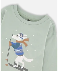 Deux par Boy Long Sleeve Cotton Jersey Tee Jade Green - Toddler|Child