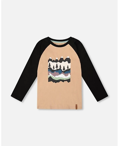 Deux par Little Boys Long Raglan Sleeve Jersey Tee Beige - Toddler|Child