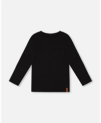 Deux par Boy Cotton Jersey Pocket T-Shirt Black
