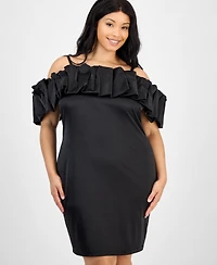 City Studios Trendy Plus Bubble-Trim Scuba Bodycon Dress