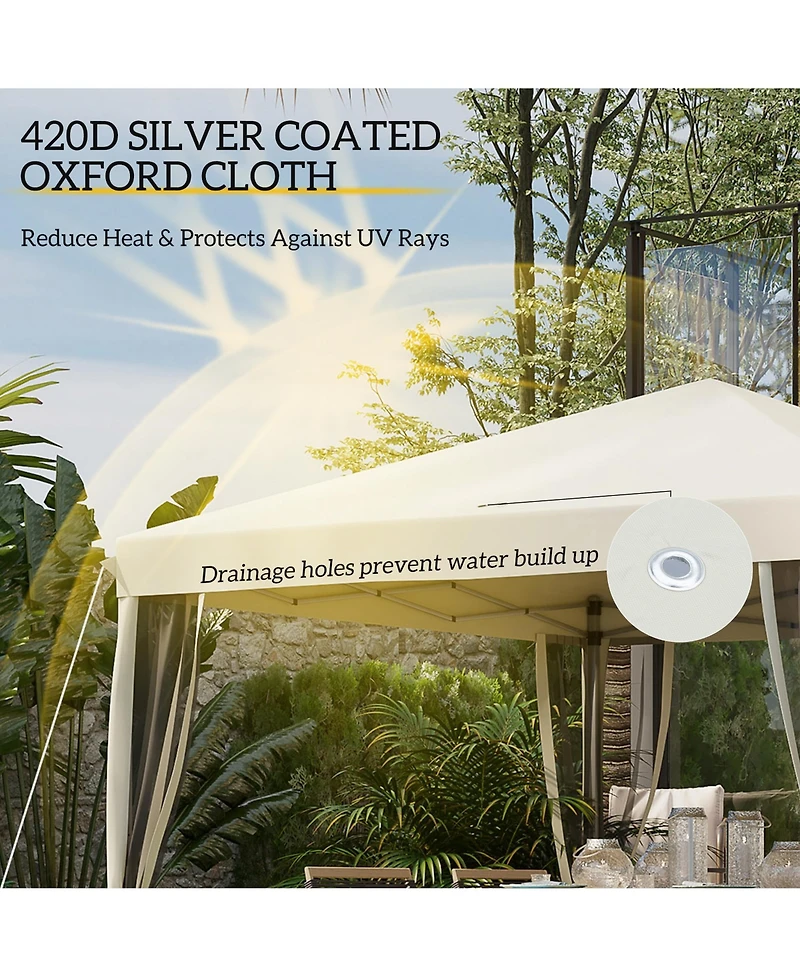 Outsunny 10' x 10' Pop Up Canopy with 4 Removable Sidewalls