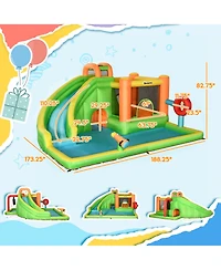 Outsunny 7-in-1 Backyard Inflatable Bounce House W/ Slide & Water Blaster