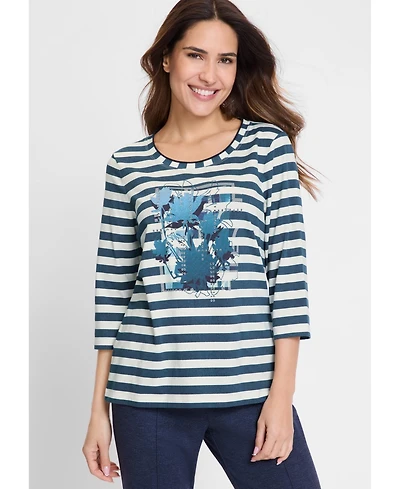 Olsen Stripe and Placement Print T-Shirt