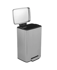 Mega Casa 13 Gal./50 Liter Rectangular Stainless-Steel-Made Matt White Step-on Trash Can for Kitchen