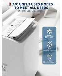 gaomon 14,000 Btu Portable Air Conditioner - 3-in-1 Cooling, Fan & Dehumidifier, Remote Control, 24H Timer, For Room & Office, Cools 750 Sq. Ft