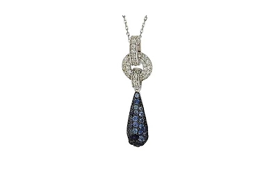 Suzy Levian Sterling Silver Sapphire Tear Drop Pendant Necklace