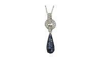 Suzy Levian Sterling Silver Sapphire Tear Drop Pendant Necklace