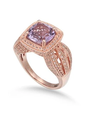 Suzy Levian Sterling Silver Cushion Cut Center Topaz Cocktail Ring