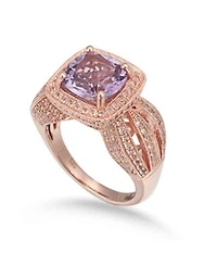 Suzy Levian Sterling Silver Cushion Cut Center Topaz Cocktail Ring