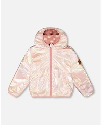 Deux par Baby Girl Reversible Mid-Season Sherpa Jacket Pink Heart