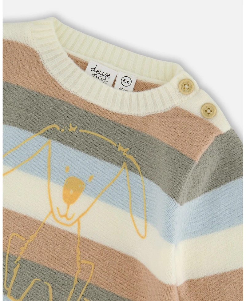 Deux par Baby Boys Knitted Top and Pant Set Light Caramel