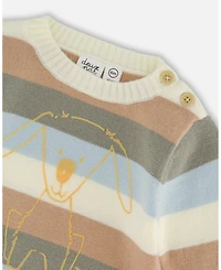 Deux par Baby Boys Knitted Top and Pant Set Light Caramel