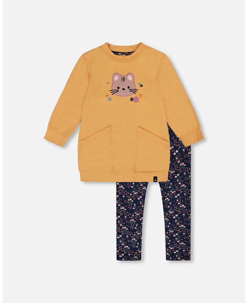 Deux par Girl Tunic and Leggings Set Golden Brown