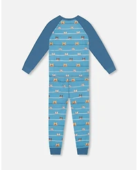 Deux par Big Boys Two-Piece Cotton Pajama Set Blue Dog Print