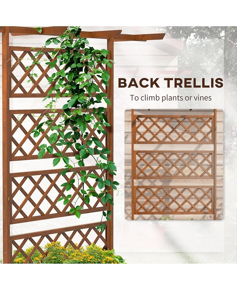 Outsunny Wood Raised Garden Bed, Planter with Trellis for Climbing Plants