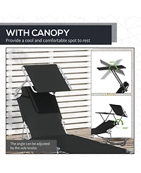 Outsunny Outdoor Chaise Lounge ning Chair, Folding W/ Sun Shade,