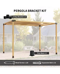 Outsunny 8PCS Pergola Kit Brackets for 4"x4" (Actual 3.6"x3.6") Lumber