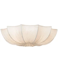 Possini Euro Design Planetarium Modern Ceiling Light Flush Mount Fixture 21" Wide Chrome 3-Light Ivory Fabric Scalloped Bowl for Bedroom Living R