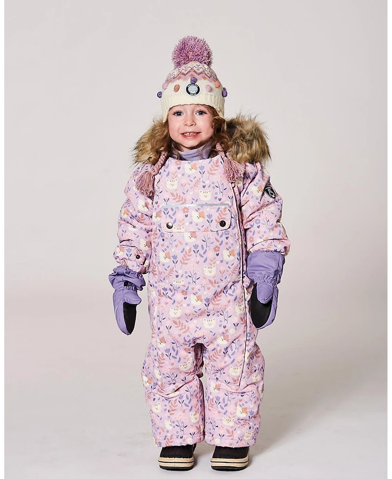 Deux par Baby Girls One-Piece Play Snowsuit Designed for Car Seat Lilac Cat Print - Baby|Toddler