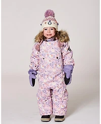 Deux par Baby Girls One-Piece Play Snowsuit Designed for Car Seat Lilac Cat Print - Baby|Toddler
