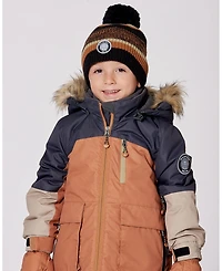 Deux par Boy Lined Knit Pompom Hat Black and Brown - Toddler|Child