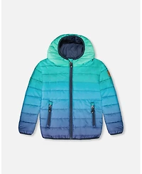 Deux par Toddler Boys Quilted Mid-Season Jacket Green and Blue Gradient - Toddler|Child