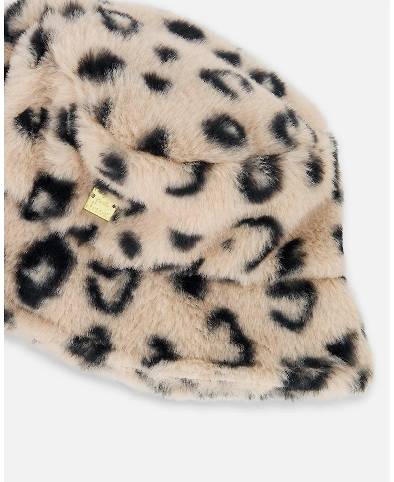 Deux par Girl Printed Fake Fur Bucket Hat - Toddler|Child
