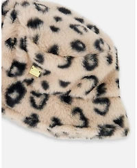 Deux par Girl Printed Fake Fur Bucket Hat - Toddler|Child