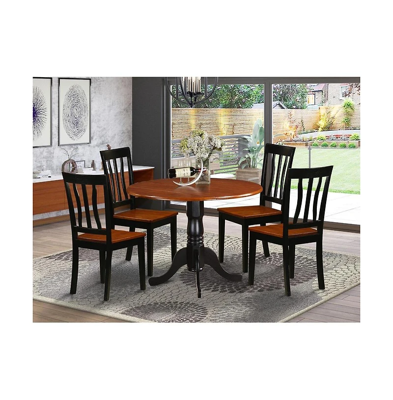 East West Furniture Dining set - 5 Pcs with 4 Wood Chairs