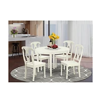 East West Furniture Dining Room Set Linen White