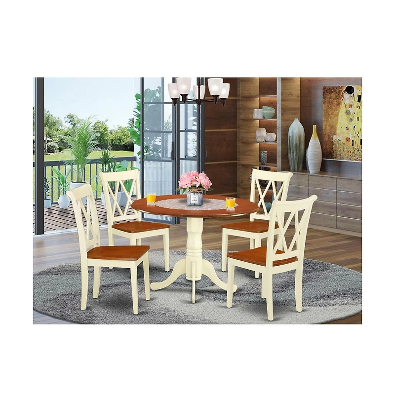 East West Furniture Dining Room Set Buttermilk & Cherry